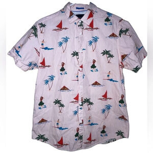 Denim & Flower Ricky Singh Hawaiian Short Sleeve Shirt Men’s Size Medium Hula